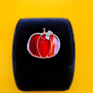 Vintage Stained Glass Pumpkin Brooch